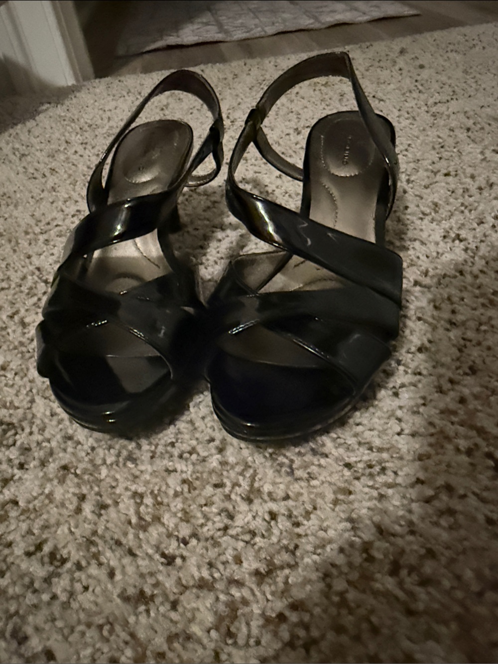 Bandolino Black Patent Crisscross Slingback Heels
